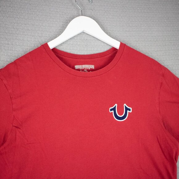 True Religion Logo Tee Buddha Mens Large Red - Picture 3 of 8